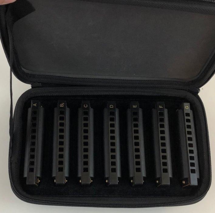 Hohner Piedmont Blues Harmonica Set of 7 with Case FREE SHIPPING!!!