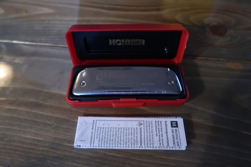 M Hohner Golden Melody Harmonica No. 542 Key of C With Red Case Germany Made