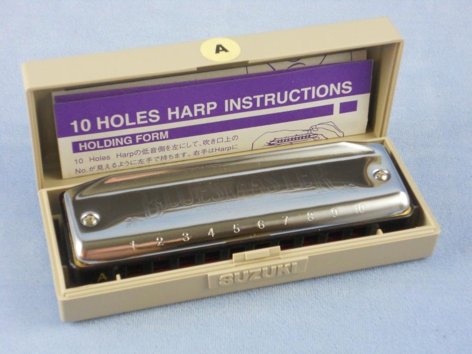 NOS HARMONICA Suzuki BLUESMASTER - 10 Hole Key of A No. MR-250 A