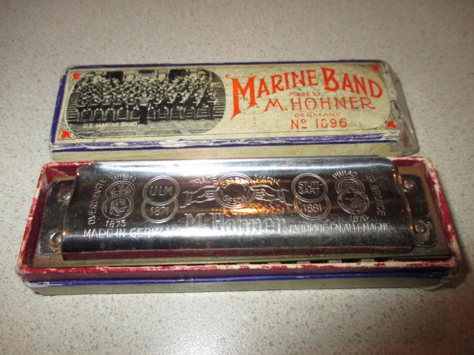 Vintage Hohner Marine Band Harmonica Key G - No. 1896