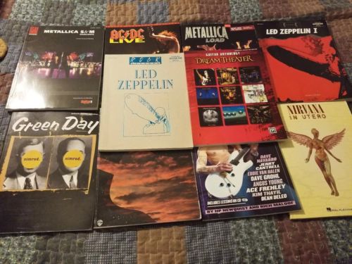 Lot Of 10 Guitar Tab Tablature Song Books AC/DC Metallica Led Zeppelin