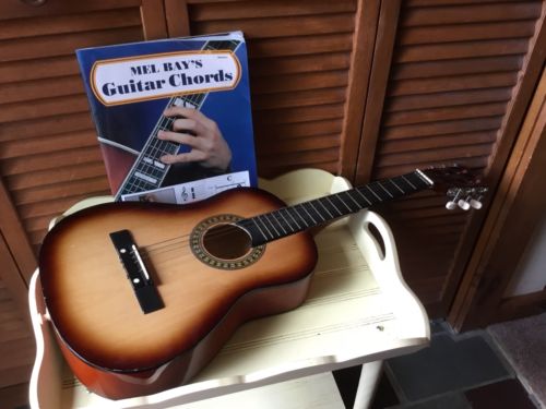 BURSWOOD BEGINNERS GUITAR JF-30S & INSTRUCTION BOOK NEEDS STRINGS