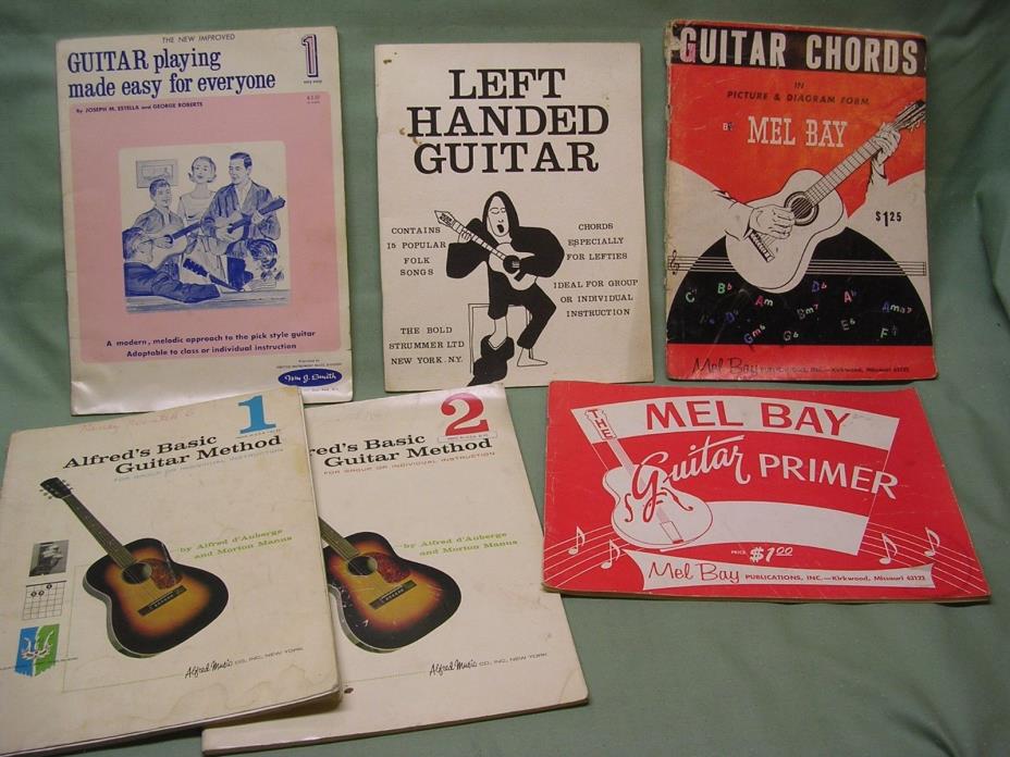 6 Different Guitar Instruction Books, Mel Bay and Alfred's