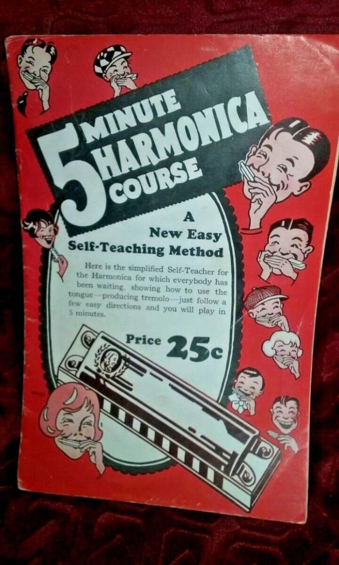 1926 5 Minute Harmonica Course Booklet Book A New Self-Teaching Method Cole Pub.
