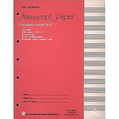 Hal Leonard Standard Loose Leaf Manuscript Music Paper