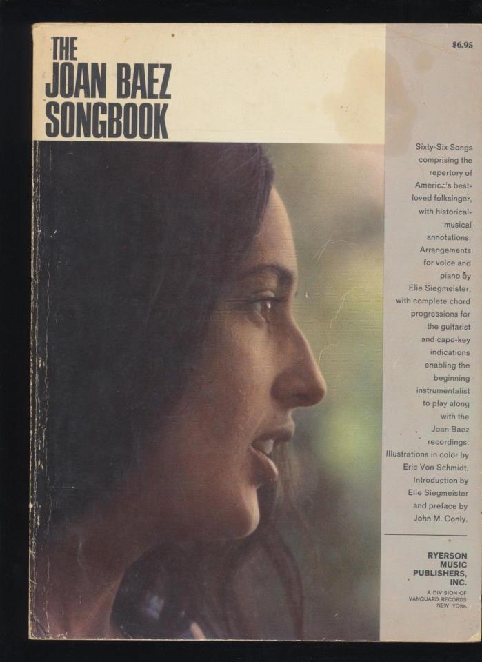 1969 Joan Baez Songbook 189 pages 66 songs Piano Vocal Guitar Chords Sheet Music