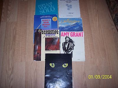 Lot of 6 song books.  3 vocal, 2 violin and 1 drum