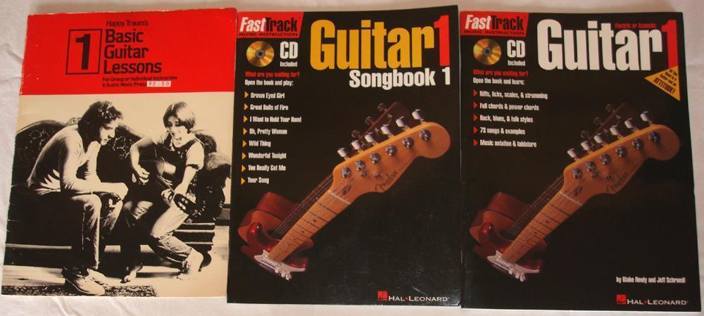 3-BOOKS, FASTTRACK GUITAR 1, GUITAR SONGBOOK 1 With CD, & BASIC GUITAR LESSONS 1