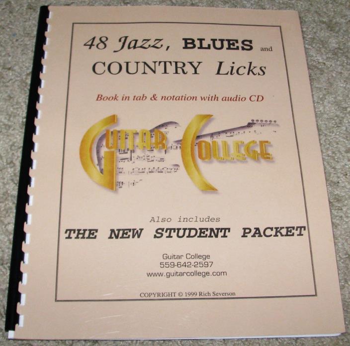 48 JAZZ, Blues, COUNTRY Licks~ Book in Tab & Notation w/ Audio CD