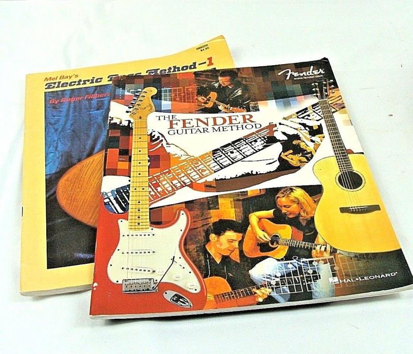 Lot of 2 Guitar & Bass Teaching Books, The Fender Method & Mel Bay's Bass Method