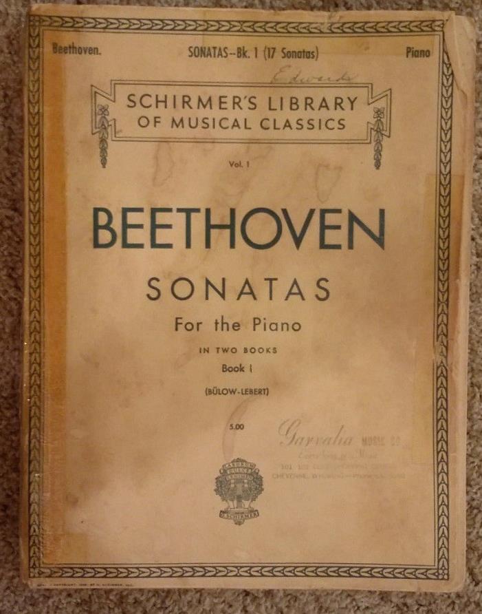Beethoven Sonatas For the Piano Book 1 Vol.1 Sheet Music Classics Vtg 1939 RARE