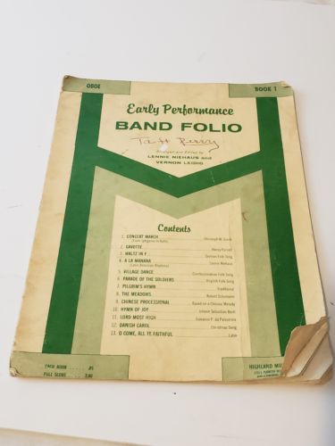 Vintage Early Performance Band Folio 1963 Book 1 Piano Music Sheet Music EUC