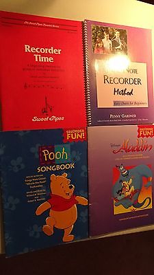 MUSIC RECORDER Books Lot 4 Songbooks Pooh Aladdin Method Duets