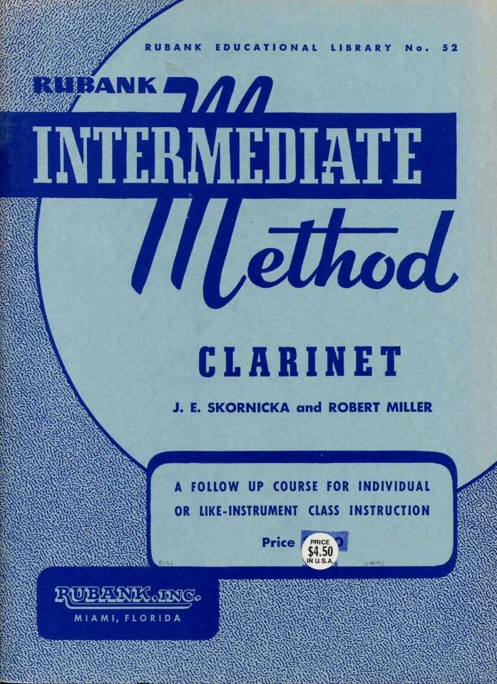 Clarinet RUBANK INTERMEDIATE METHOD Save 20% NEW!