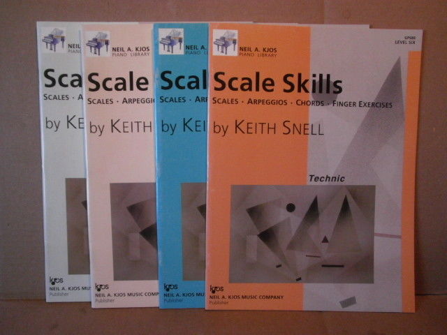 4 Books - SCALE SKILLS - PIANO Technic Level  6, 7, 8, 10 -  by Keith Snell