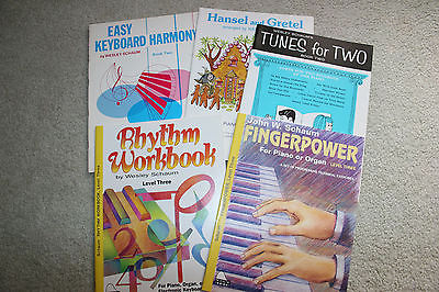 5 UNUSED SCHAUM PIANO BOOKS LEVEL 3 FINGERPOWER, RHYTHM, DUETS, KEYBOARD HARMONY