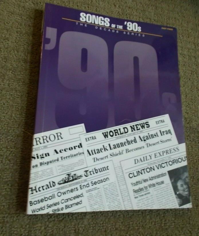 Songs of the 90s Easy Piano Songbook 39 Songs Pop Rock Sheet Music Book
