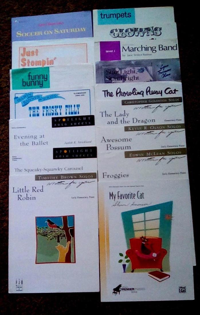Lot of 16 early elementary piano solo sheets FJH, Mier, Bastien, Alfred Premier