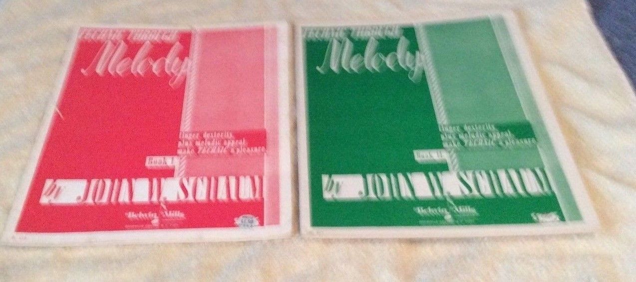 Lot of 2 Vintage TECHNIC THROUGH MELODY by John W. Schaum Books 1 & 2   1952