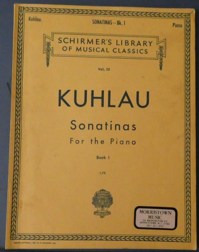PIANO MUSIC KUHLAU SONATINAS FOR THE PIANO BOOK 1