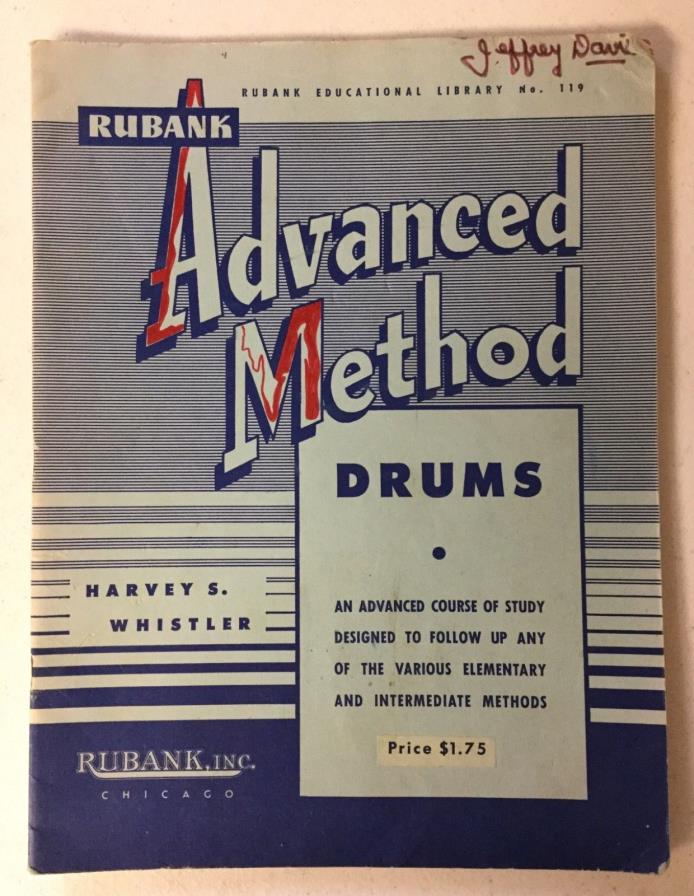 Rubank Advanced Method Drums vtg Music Instruction Playing Drum Band Percussion
