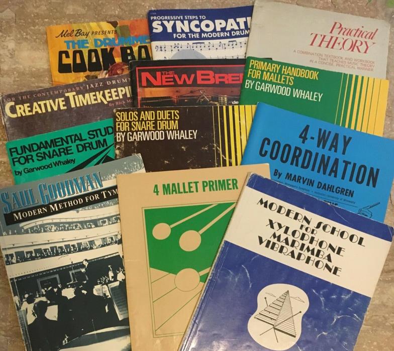 12pc Lot Drum/Percussion Learning Books Drum Solos Duets Snare Theory Xylophone