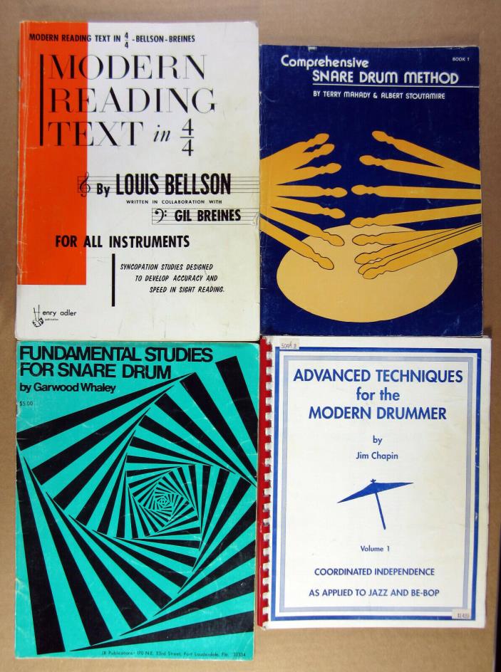 Drumming Techniques Methods Snare Drum 5 BOOK LOT Bellson Chapin Whaley Mahady