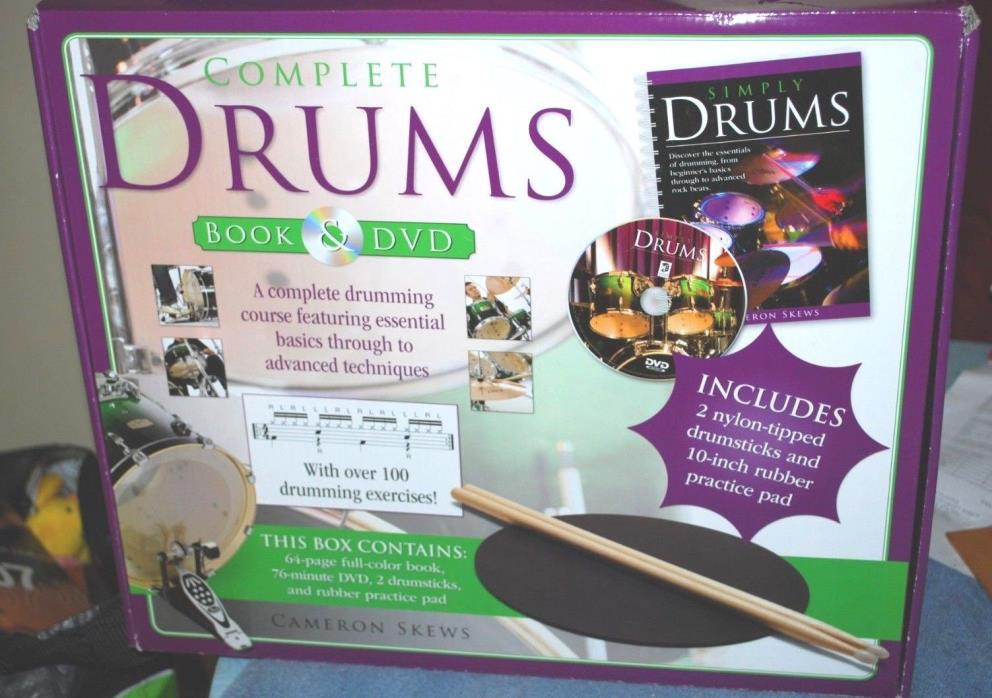 Complete Drums  Learning Tools DVD Book Pad & Sticks by Cameron Skews VERY GOOD