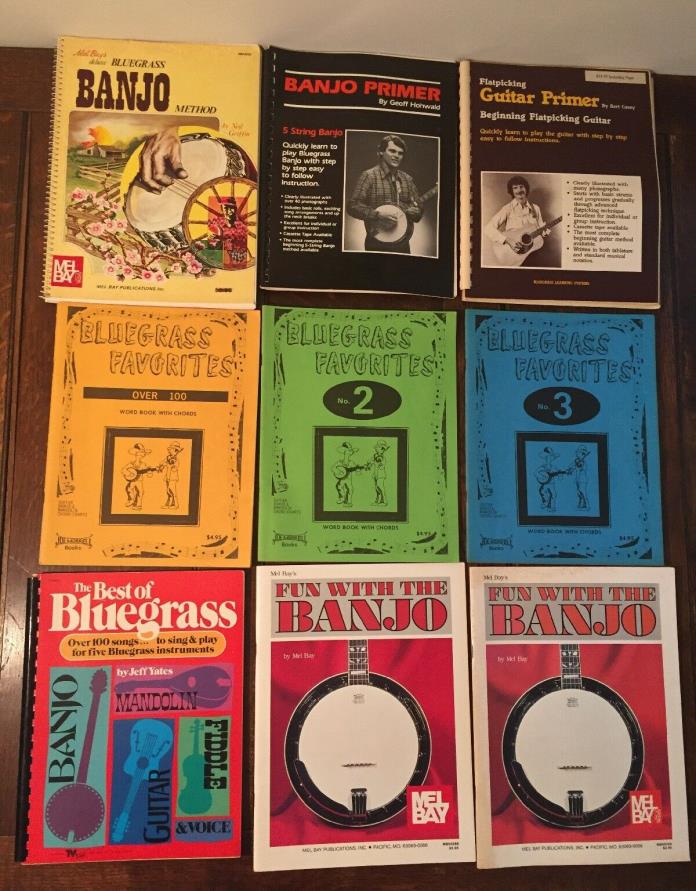Banjo Bluegrass & Flatpicking Vintage Lot of 9 Music Books - VGC