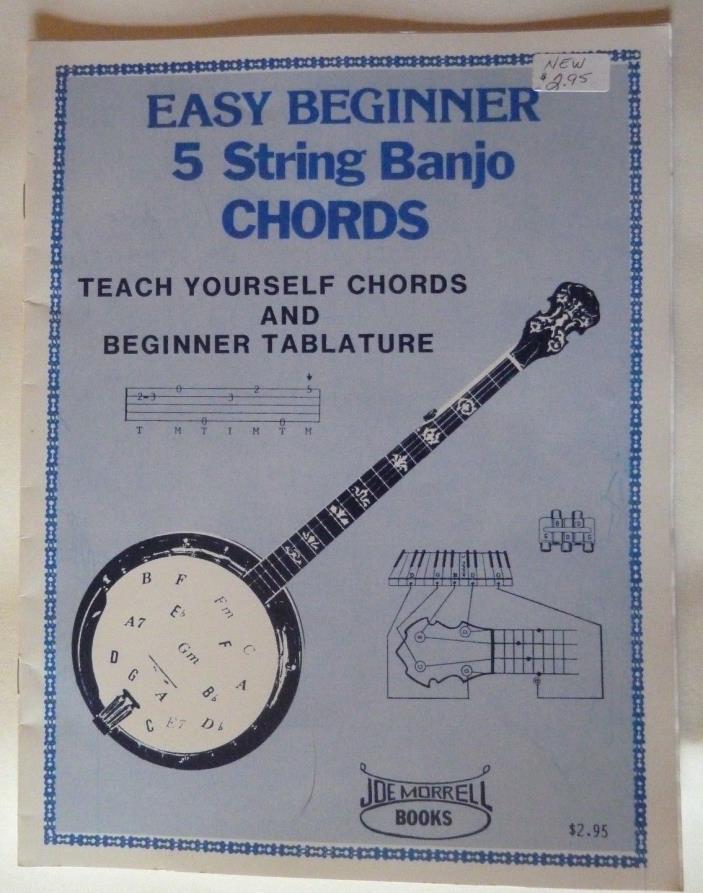 1988 Easy Beginner 5-string Banjo Chords by Joe Morrell teach yourself book