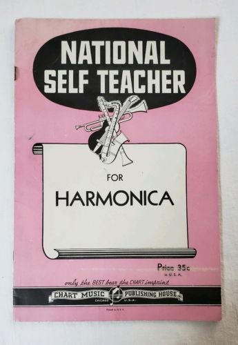 HARMONICA 1945 INSTRUCTION BOOK NATIONAL SELF TEACHER Chart Music Publishing vtg