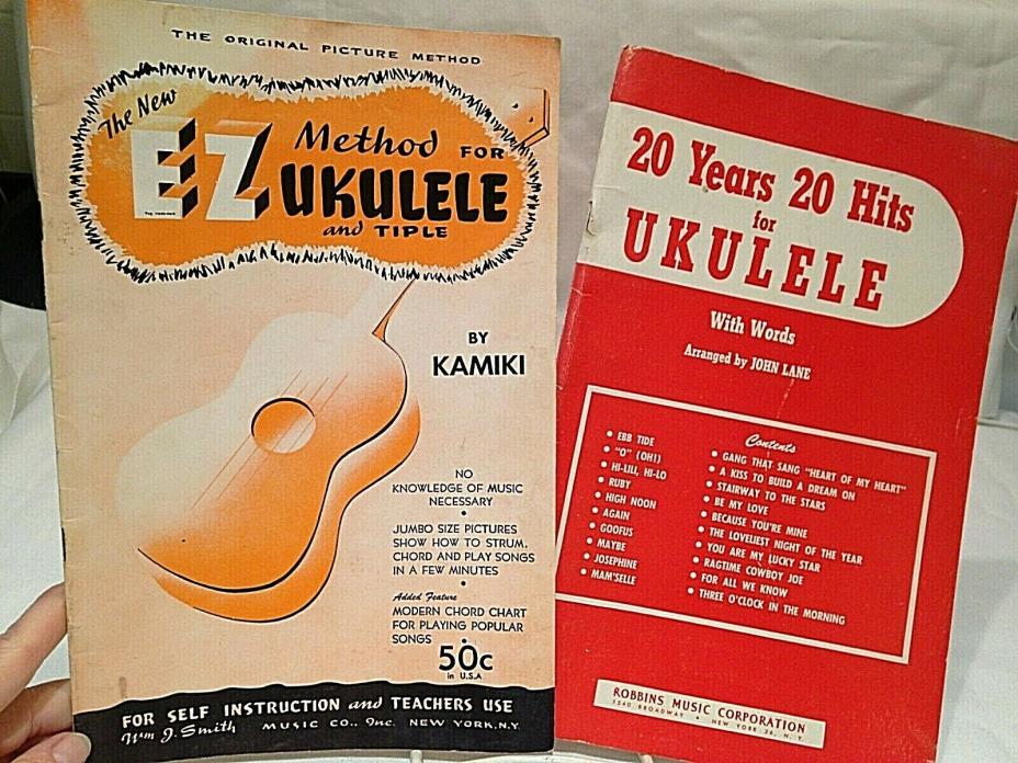 2 Vintage Ukulele Instruction & Song Books, Old Standards with Chord Diagrams