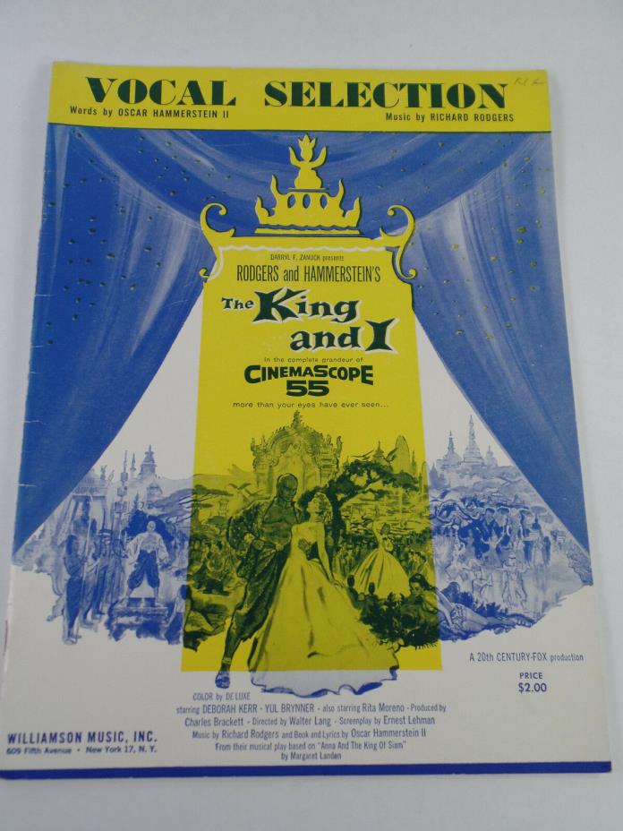 The King and I - Rogers & Hammerstein 1951 Sheet Music Book w/ Vocal Selections