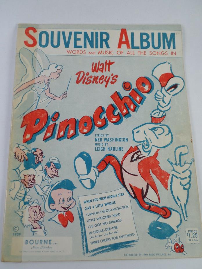 Pinocchio – Walt Disney 1945 Sheet Music Book