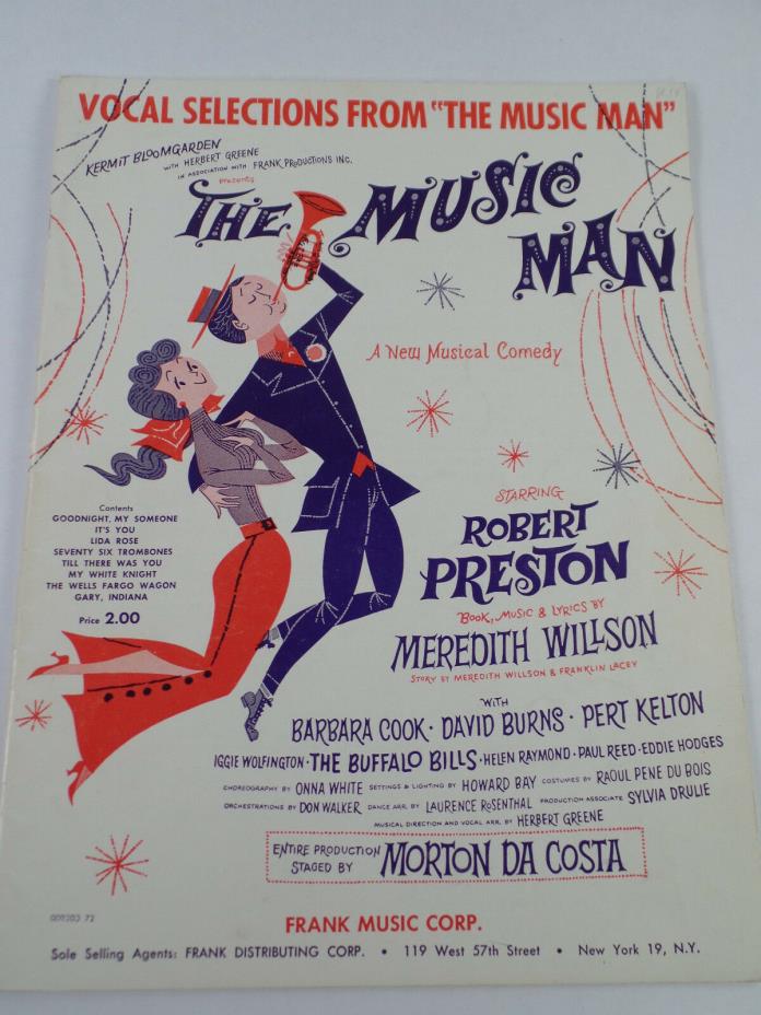 The Music Man - A New Musical Comedy 1957 Sheet Music Book w/ Vocal Selections