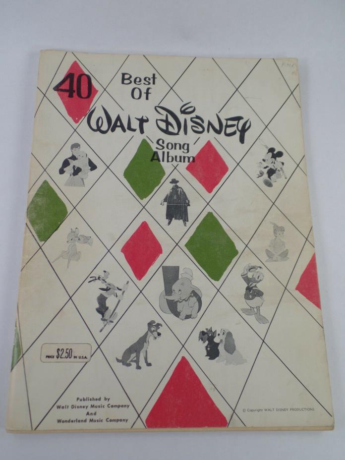 Best of Walt Disney 40 Song Album 1960 Sheet Music Book