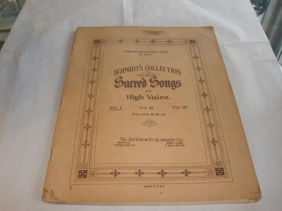 Schmidt's Collection Sacred Songs High Voice Piano Sheet Music Book Vol I 1934
