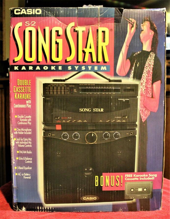 Casio Song Star S-2 Karaoke System Double Cassette- Radio- Equalizer- Microphone