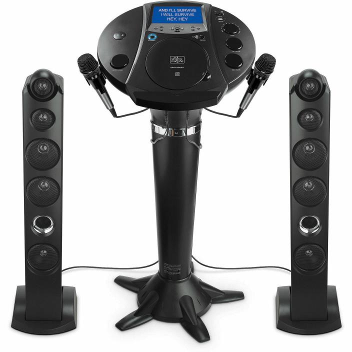 Karaoke Singing Machine System Pedestal Bluetooth Lcd Resting Tablet 2 Mic Black