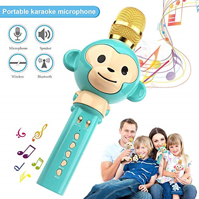 LingHui Kids Microphone Wireless Bluetooth Karaoke Microphone , 3-in-1 Portable
