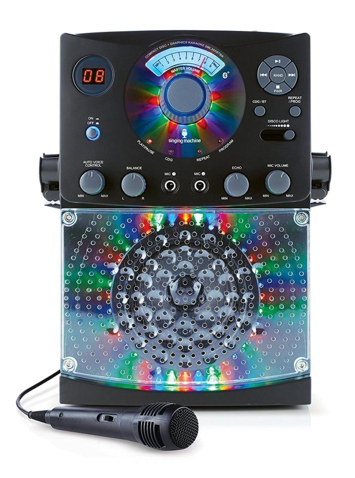 Singing Machine Karaoke SML385BTBKwith Bluetooth, Multi Color LED Lights (Black)
