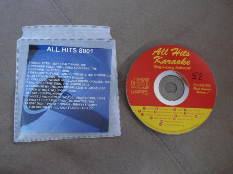 All Hits Karaoke Disc 8001 CD+G CDG Red/Gold IN GOOD CONDITION