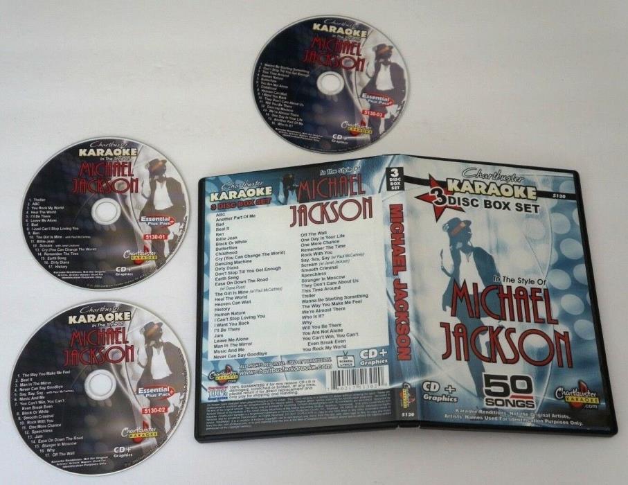 Chartbuster MICHAEL JACKSON Karaoke NEW 3 Disc Box Set CD + Graphics 50 Songs