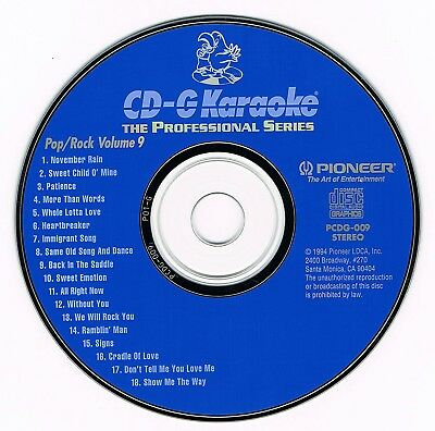 PIONEER KARAOKE PCDG-009 - ORIGINAL PROFESSIONAL SERIES CD+G - POP/ROCK VOL 9