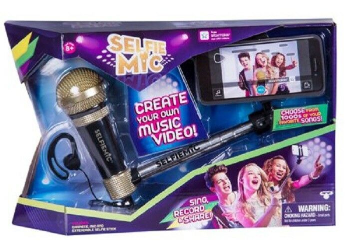 SelfieMic Selfie Stick Microphone Create Your Own Music Video Set Toy NIB