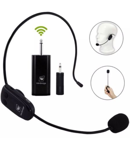 WinBridge UHF Wireless Microphone Headset Rechargeable with Updated Receiver...
