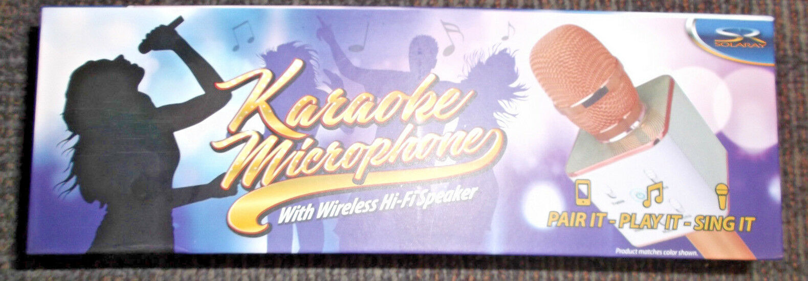 Solaray Rose Gold Bluetooth Karaoke Microphone w/Wireless Hi-Fi Speaker. NEW!