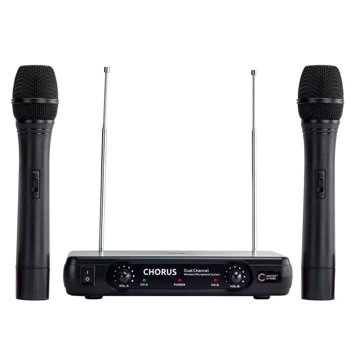 Professional VHF Wireless Microphone System Dual Handheld 2 x Mic + Receiver