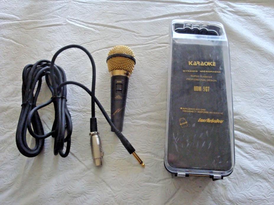 Vintage Karaoke Microphone w Cable Professional Design Spacetech Black & Golden