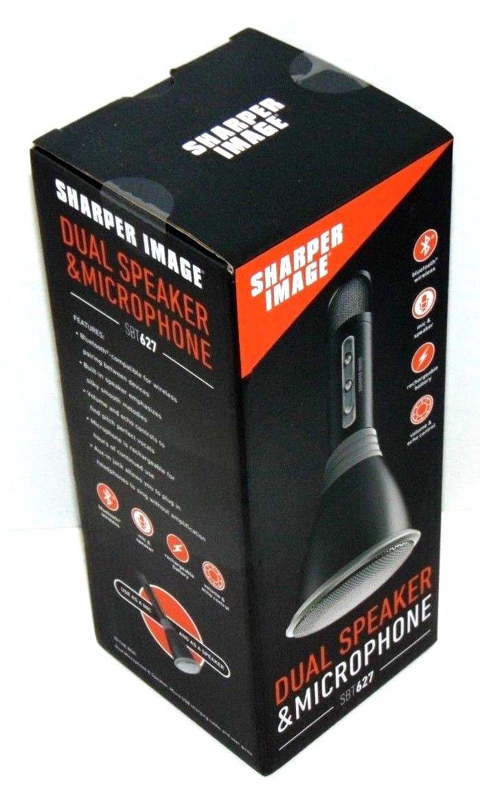 Sharper Image SBT627 Wireless Microphone Bluetooth Speaker Black Karaoke SEALED!